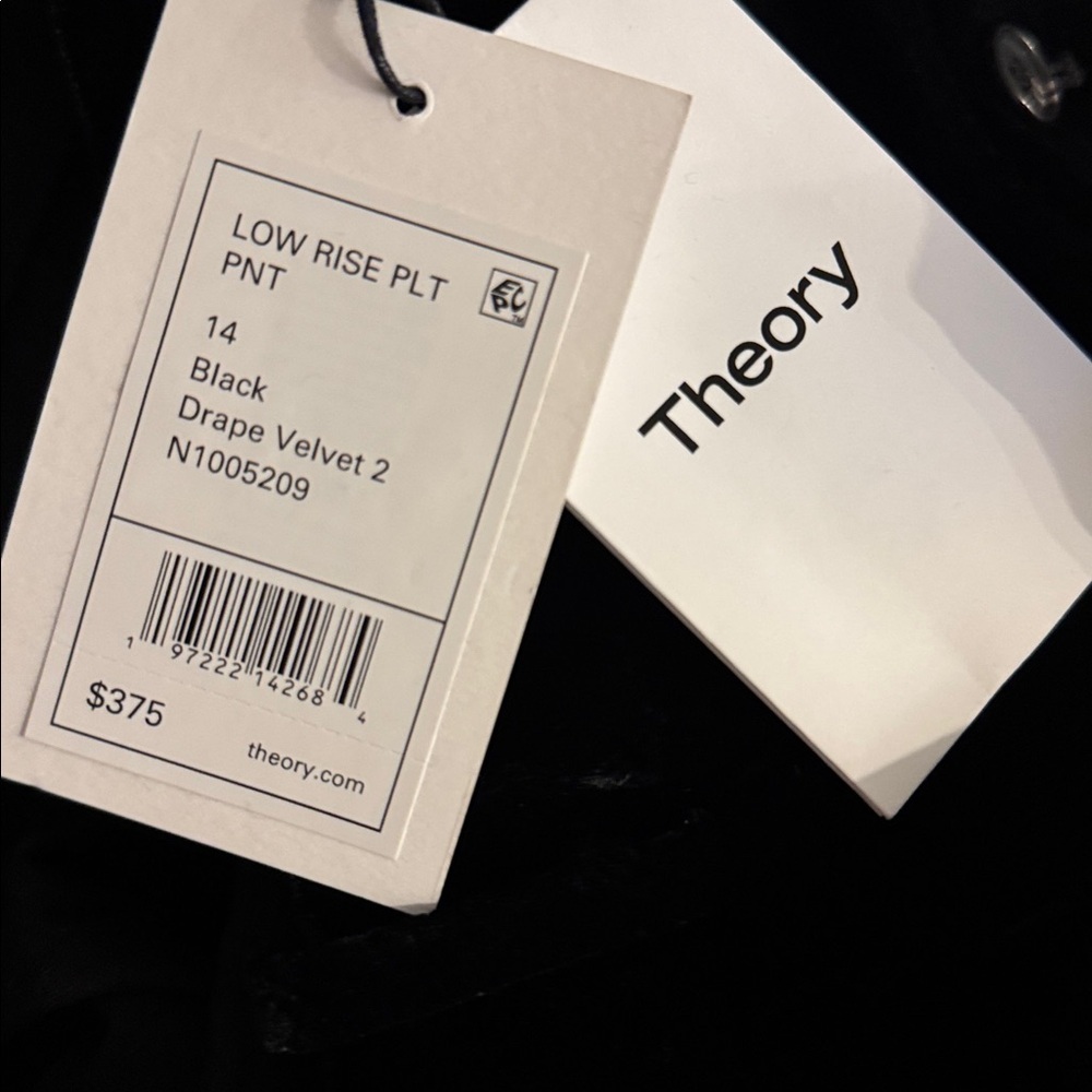 NWT Designer Theory Black Drape Velvet Low Rise Pleated Wide Leg Trouser Pant 14 - Picture 6 of 8